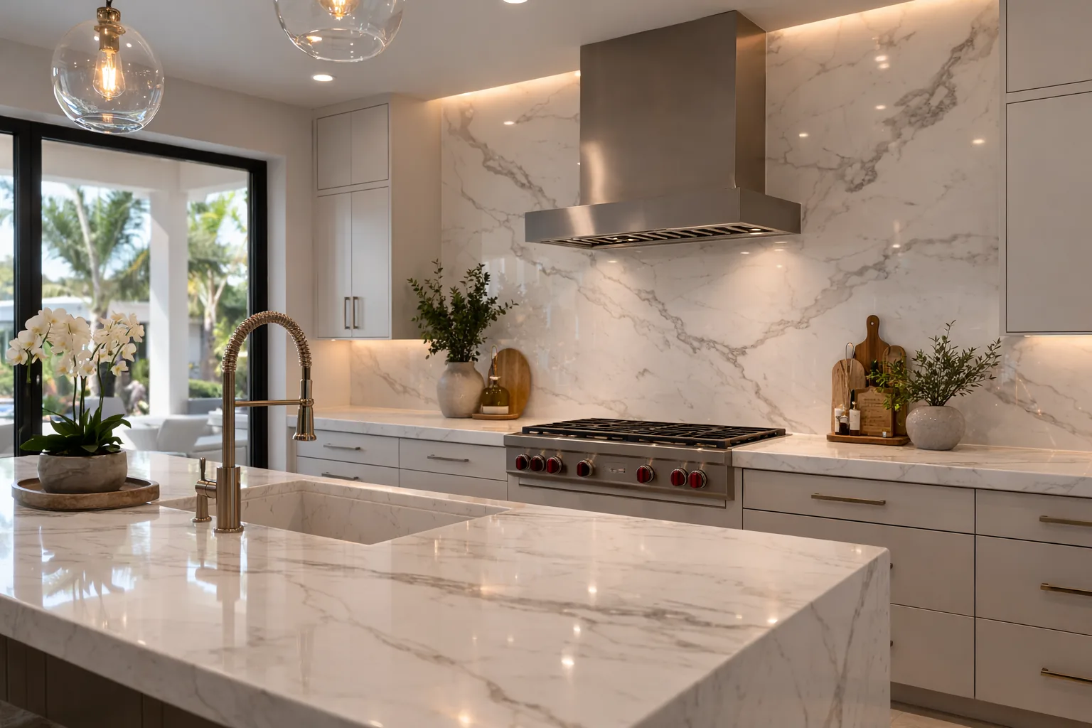 Full-Height Backsplashes project by Planet Granite