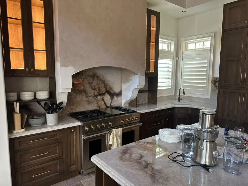 Full-height stone backsplash project